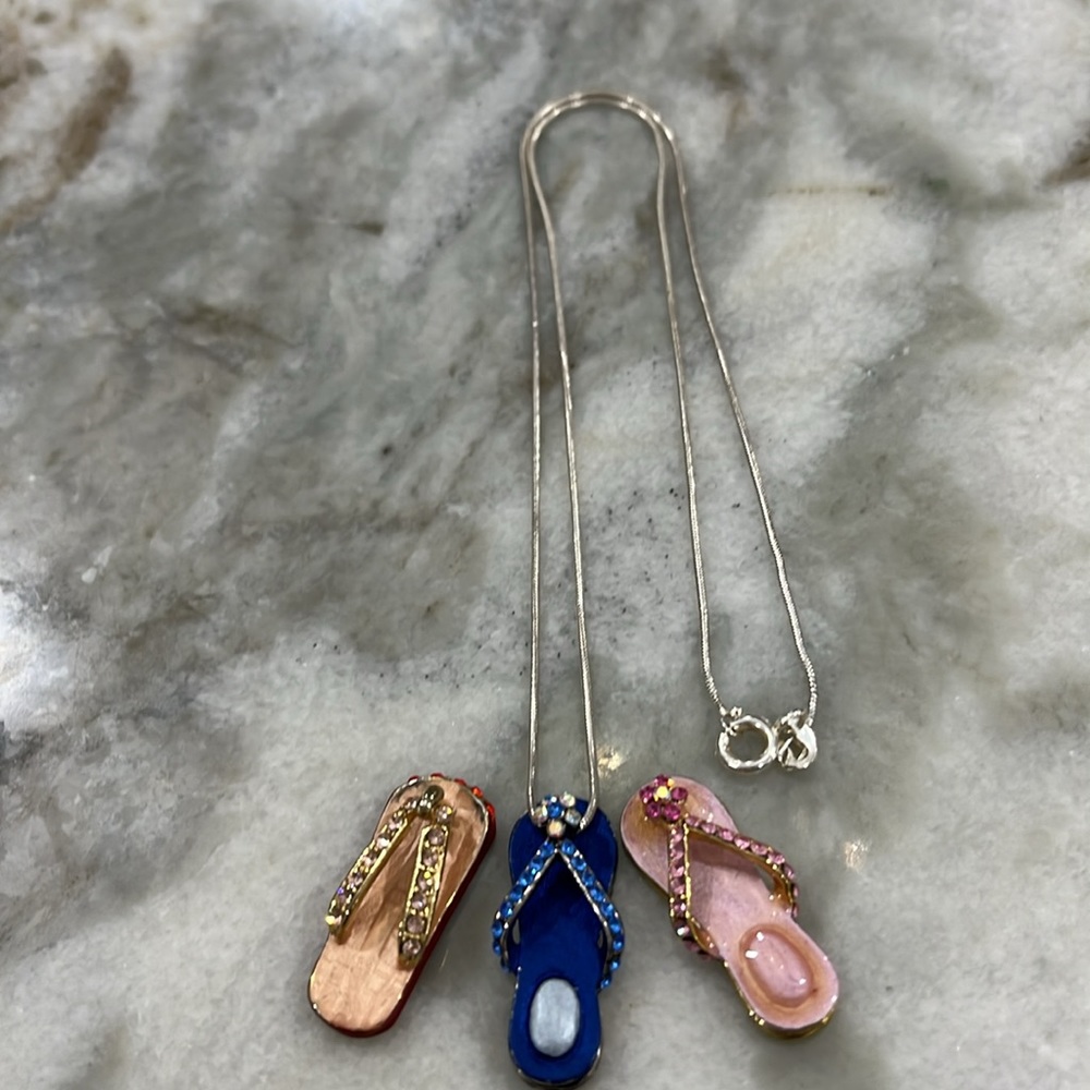 Flip Flop Charms with Sterling Silver 16” Snake Chain - Picture 3 of 3
